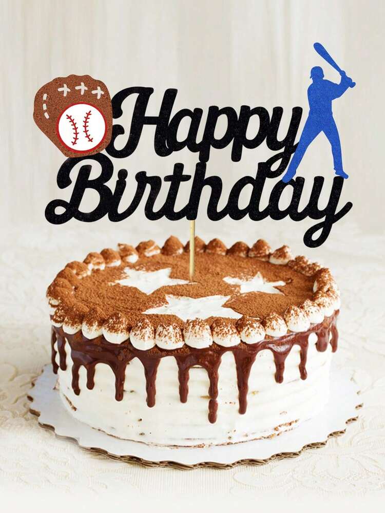 1pc/9pcs Baseball Cake Topper - Glitter Happy Birthday Sport Player Cake Picks - Baseball Theme Sports Party Cake Decorations - Multicolor - View 9