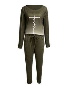 Women's Casual Printed Short Sleeve Top And Pants 2 Pieces Set