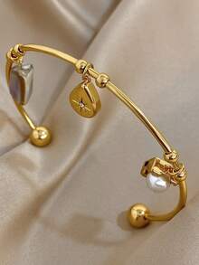 1 件女士心形贝壳手链不锈钢手链适合圣诞节生日日常派对珠宝礼物 - 彩色 - 查看 4