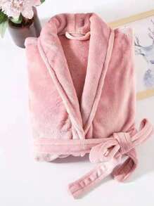 冬季保暖休闲法兰绒睡袍女士睡衣，毛绒柔软长浴袍保暖，家居披肩领睡袍，优质女士睡袍毛绒柔软长浴袍保暖羊毛披肩领水疗浴袍加厚适合秋冬季、温泉、水疗、家居服、送礼、男女通用。