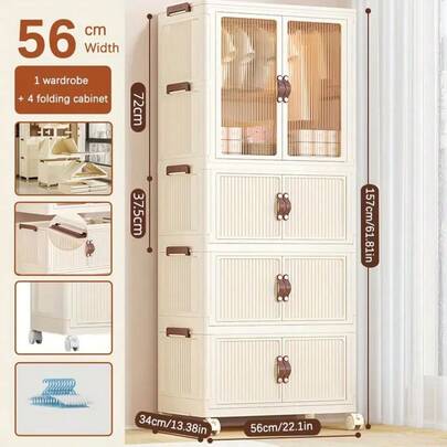 Large Capacity Foldable Storage Box With Double Doors - Multifunctional Storage Box For Toys, Books, Clothes And Snacks - Durable Plastic Material For Home, Bedroom, Living Room, Bathroom Or Wardrobe Use, Wardrobe Organizer And Storage