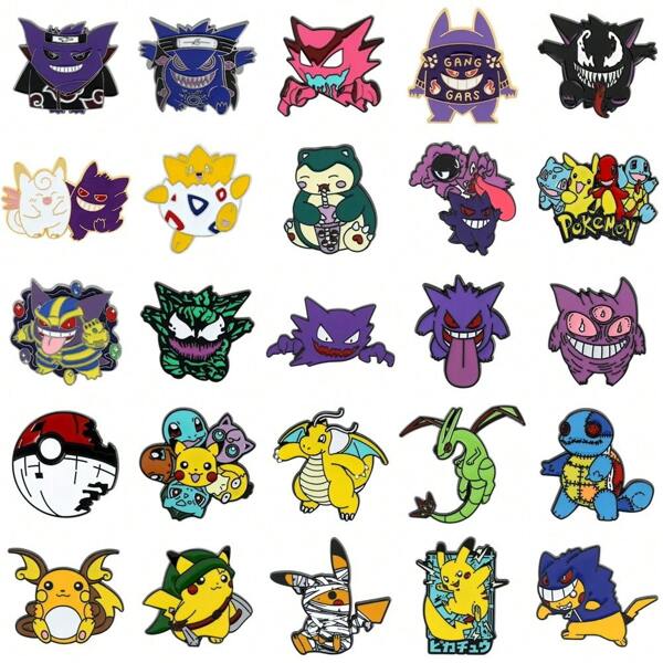 pokemon قطعة واحدة شارة معدنية مطلية بالمينا بتصميم أنمي كاواييي، دبوس صدر للجاكيت والبنطلون والقميص، إكسسوارات مكتبية وملابس، مجوهرات لعيد الميلاد وعيد الهالوين