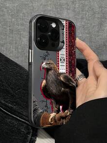 凶猛动物防震单件装红色条纹老鹰图案哑光防摔保护相机手机壳防水防刮生日礼物，国际版，非国内版 - 彩色 - 查看 2