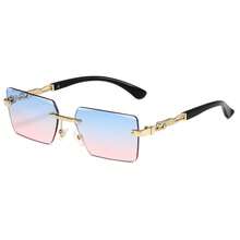 1 Pair Classic Frameless Glasses For Men, Retro Style Eyewear For Photography, Driving, Beach And Daily Use - 金色 - 查看 13