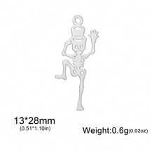 1 pieza Esqueleto bailarín minimalista de acero inoxidable, colgante de araña y murciélago, accesorio creativo con diseño de Halloween adecuado para collar, pulsera, llavero, aretes, accesorios hechos a mano DIY