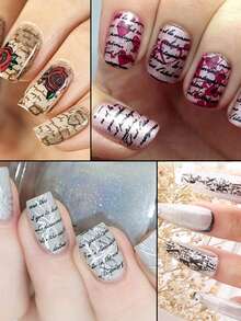 Beautizon Nailartlab 10Pcs Retro Art Graffiti Starry Sky Nail Art Transfer Paper, DIY Nail Art Y2K Style Design Self-Adhesive Nail Art Starry Sky Paper For Women Salon Nail Art Supplies Nails - Multicolor - View 4