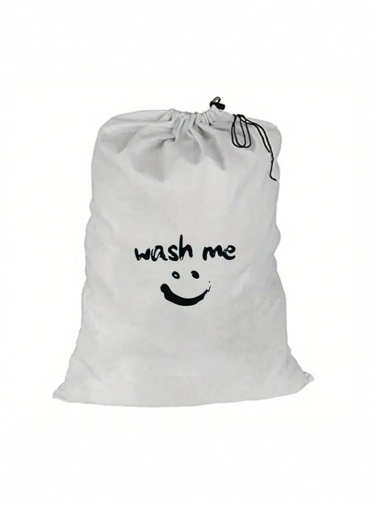 1pc Reusable Drawstring Laundry Bag, Extra Large & Thick, Suitable For Home Storage, College Dorm, Travel, Gym, Can Hold Dirty Clothes, Travel Items And Household Goods. Size: 19.7" X 23.6". This Laundry Bag Is An Ideal Choice For Dorm Essentials, College Must-Haves, Travel Accessories And School Supplies. - White - View 3