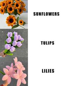 Handmade Artificial Sunflower Gifts, Perfect Handmade Flowers For Valentine's Day, Artificial Flower Twisted And Crocheted Bouquets, Twisted Stick Flowers, Twisted Stick Artificial Flowers, Artificial Sunflowers, Twisted Stick Flowers, Recommended To Be Paired With Other Flowers, Twisted Stick Tulips, Suitable Valentine's Day Gift For Your Girlfriend,Decorate Living Room