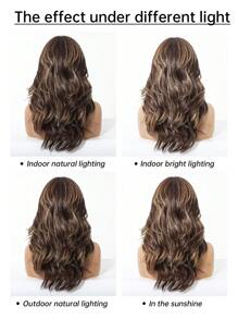 20英寸长波浪棕色渐变合成假发，中分金色卷发，适合女性日常、派对、角色扮演、度假、家庭聚会、母亲节、万圣节、圣诞节等场合佩戴，也可作为礼物送给女朋友。 - 挑染棕色 - 查看 11