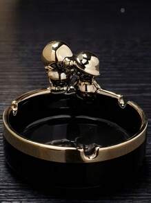 A Multi-Colored Ceramic Piece With Gilded Decoration And Luxurious Ashtray Is An Excellent Home Decor Item.