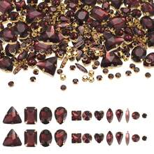 1 包约 130 颗金色缝制水钻，混合形状金属爪缝制玻璃宝石，银色 - 酒紅手縫鑽130pcs - 查看 4