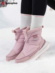 baasploa 女士户外雪地靴 时尚防滑女士冬季加厚鞋 时尚女士雪地靴 - 粉色 - 查看 2