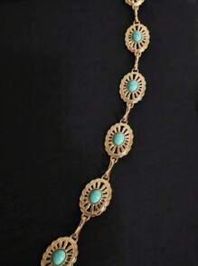 1 件女式波西米亚椭圆花卉印花连衣裙，带腰链，适合派对、聚会、日常穿着和腰部收紧秋季、秋季、万圣节 - 鏤空 - 查看 9