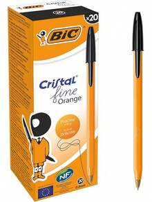 BIC Orange Fine, Ballpoint Pens, Writing Pens With Long-Lasting Ink, Fine Point (0.8 Mm), Black Ink, Box Of 20 - Black - View 7