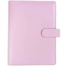 A5 PU Leather Binder Cover With Magnetic Buckle Closure, 6 Ring Personal Notebook For Organizing Planner Refill Pages, Photo Card Sleeves, Multi-Functional Card Collector-826103 - 粉色 - 查看 2