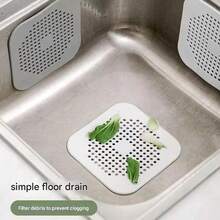 1/3pcs Drain Hair Catcher Filter, Sink Strainer, Suction Cup Drain Stopper, Bathtub Shower Floor Drain Cover, Silicone Kitchen Sink Plug, Easy Clean Durable Silicone Square Drain Cover, Anti-Clogging, Shower Drain Hair Catcher, Suitable For Bathroom Tub And Kitchen Sink, Bathroom Accessories