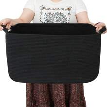 Inwagui Laundry Basket Large Woven Blanket Basket, Clothes Laundry Hamper 19" X 13.4" X 11" Storage Baskets For Organizing, Rectangle Rope Toy Basket For Living Room, Bedroom, Valentine's Day Basket - Multicolor - View 15