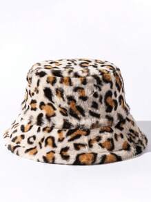 1 件女式人造毛皮柔软纹理扎染彩色图案豹纹印花渔夫帽，适合秋冬户外，休闲，时尚，百搭，男女通用 - A - 查看 15