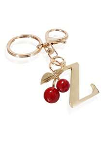 高级优雅金色字母钥匙扣，A-Z 3D字母吊坠，樱桃装饰，时尚合金钥匙扣，包包/背包挂饰，汽车钥匙链，女士完美日常配饰，情侣礼物，经典简约钥匙扣，装饰品，包包配件，适合赠送朋友、家人、情侣、女友，重要礼物，节日纪念品，返校礼物，教师节礼物 - 彩色 - 查看 12