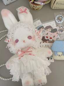 Japanese Cartoon Lolita Lolita Rabbit Crossbody Bag Pearl Chain Shoulder Bag - White - View 5