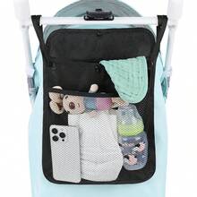 Baby Stroller Bag Hanging Net Big Bags Portable Baby Umbrella Storage Bag Pocket Cup Holder Organizer Universal Useful Accessory Double Layer Baby Stroller Hanging Bag Net Bag Baby Umbrella Bag Universal Baby Stroller Storage Bag Baby Bottle Water Cup Bag - Multicolor - View 5