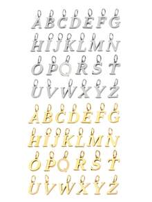 1pc Gold Stainless Steel Initial Letter Pendant, 26 English Alphabet Gold Charms, Suitable For Jewelry Making, Earrings, Necklaces, Bracelets, Anklets, Bag Charms, Keychains, Phone Case Decorations, Summer Beach Accessories, Back To School/Graduation Gifts, Halloween, Christmas