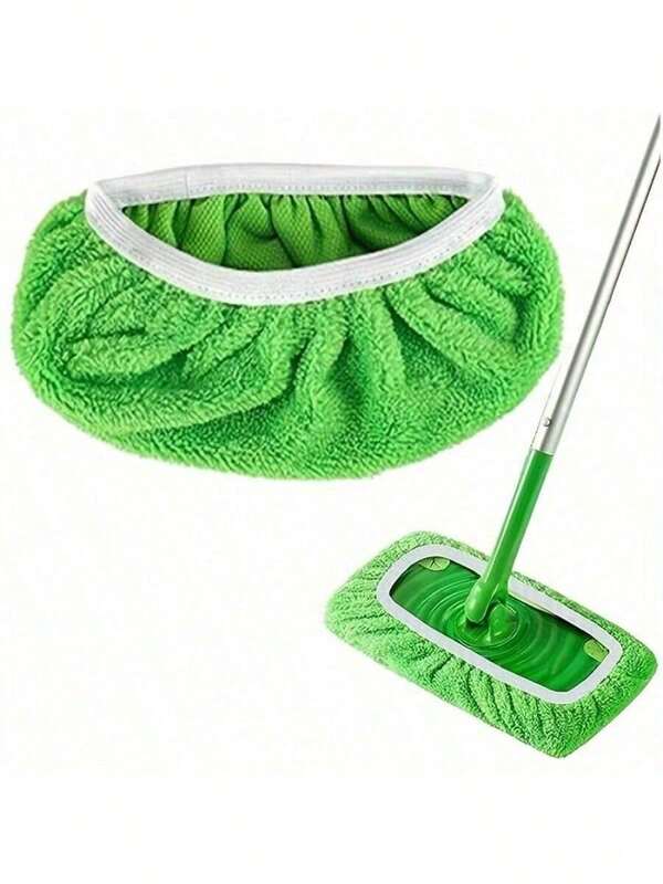 12/6 Pieces Of Reusable Ultra-Fine Fiber Mop Pad - Super Absorbent And Durable Wet/Dry Cleaning Cloth, Suitable For Hardwood Flooring, Tile And Sub Adhesive Flooring, With Elastic Band Design, Green, Can Be Installed With Standard Mop