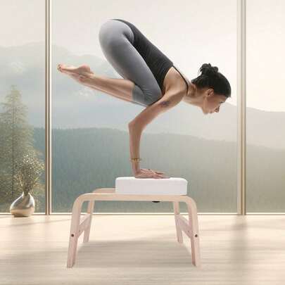 Yoga Headstand Bench- Stand Yoga Chair For Family, Gym - Wood And PU Pads - Relieve Fatigue And Build Up Body