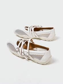 MASKERT Women's Retro Ballet Style German Training Shoes, Casual Sports Shoes, Mary Jane Shoes, Shallow Mouth Casual Shoes, Comfortable And Versatile - 白色 - 查看 2