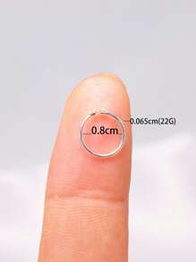 1pc 22G Nose Rings Hoops 925 Sterling Silver Piercing Septum Clicker Rings Cartilage Earring Helix Jewelry - Silver - View 3