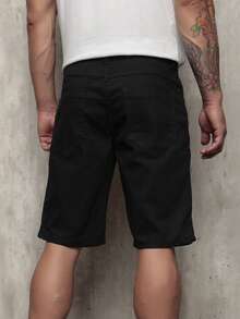 Liza Men's Denim Shorts With Lycra - 黑色的 - 查看 4