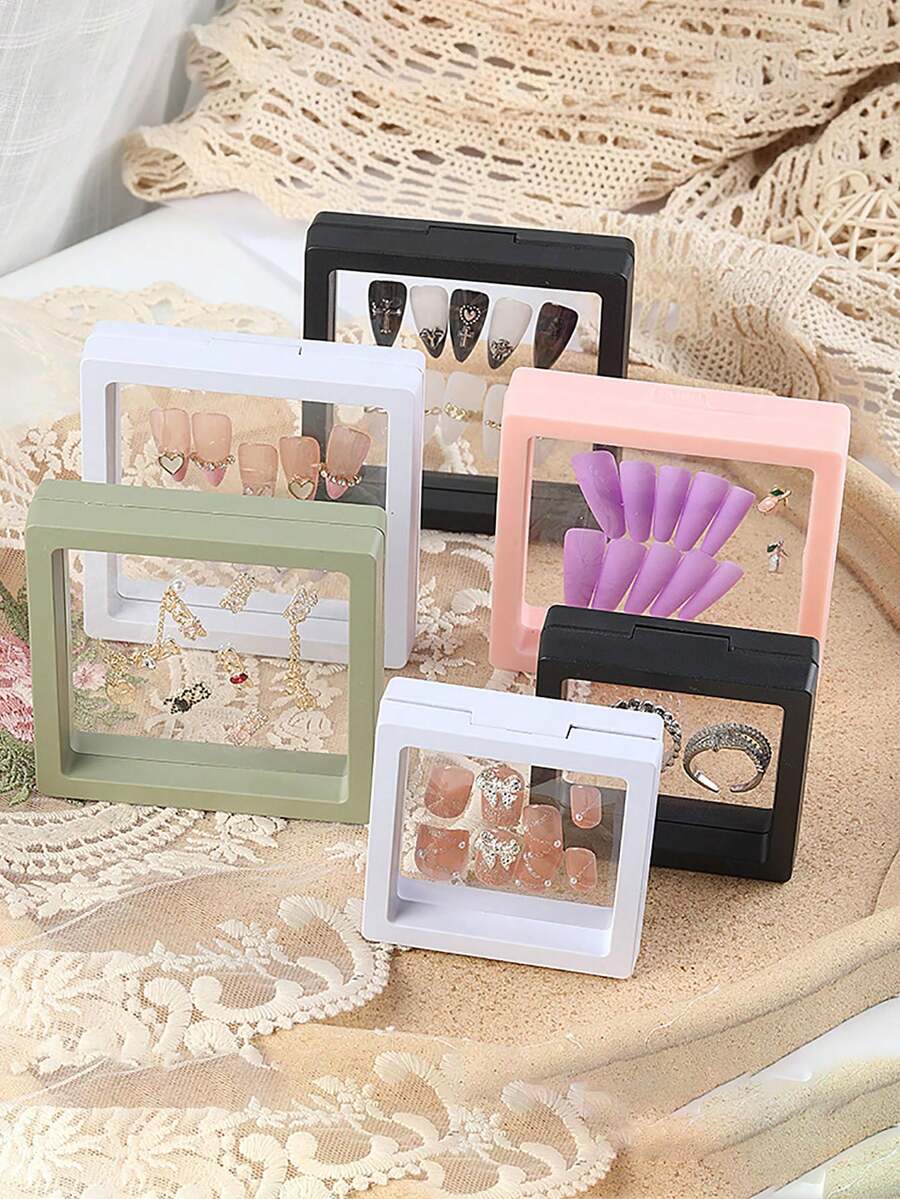 10/5/1pc PE Film Anti-Oxidation Transparent Jewelry Display Box, Anti-Oxidation Jewelry Box, Dust-Proof Jewelry Floating Storage Box, Multi-Functional Portable Jewelry Storage Box, PE Film 3D Floating Display Box