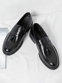 男士商务黑色正装鞋，流苏装饰休闲鞋 - 黑色 - 查看 8