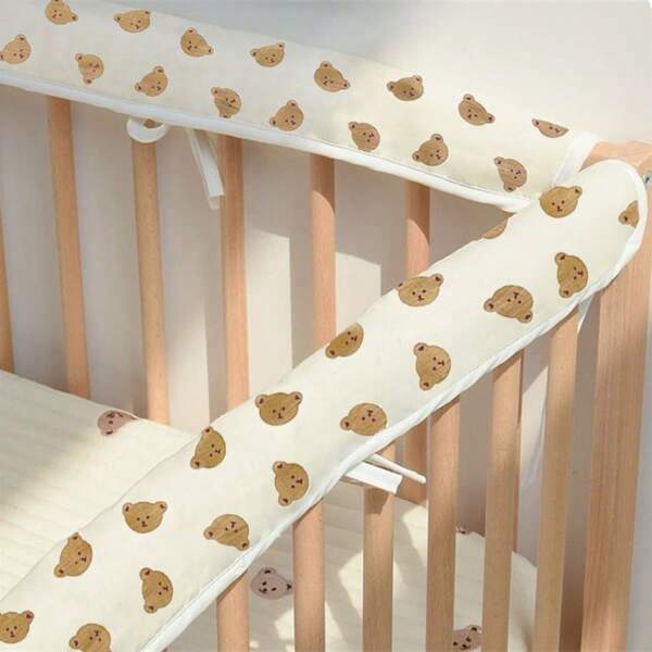 1pc INS Baby Crib Bumper, Cartoon Animal Crib Liner For Infant Nursery, Bite-Resistant Cushion Crib Rail Guard With Breathable Holes, Printed Cartoon Animal Pattern, Baby Anti-Collision Bumper