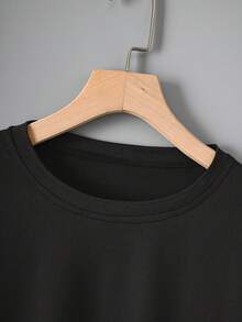 Women's Black Relaxed Fit Cropped T-Shirt - Cute Cat & "I'M OK!" Graphic Print, Round Neck Short Sleeve Top For Running, Gym, Casual Wear - Machine Washable Spring/Summer Tee, Ladies T-Shirts - Black - View 5