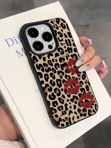 1pc Cute Vintage Leopard Print, Cherry Heart Pattern, Litchi Texture Anti-Drop Anti-Slip Soft Phone Case, Compatible With Apple And Phones Waterproof Shockproof Scratch Resistant - Multicolor - View 5