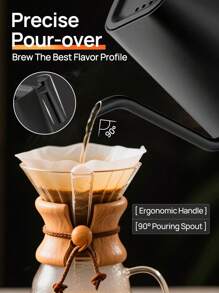 Bollitore elettrico a collo di cigno, bollitore elettrico per acqua calda, bollitore per tè con versamento, 1200 watt di riscaldamento rapido, bollitore elettrico per tè con spegnimento automatico e pulsante unico, in acciaio inossidabile, 1000ml, colore nero, per uso domestico e angolo caffè