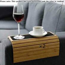 1 件木制扶手托盘，实木材质，扶手保护设计，可折叠杯架，适用于客厅沙发和电视托盘，女士收纳架，旅行必备品，返校宿舍收纳 - 彩色 - 查看 12