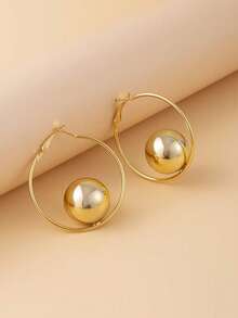 1 Pair Minimalist Geometric Round Stud Earrings, Fashionable & Elegant Earrings For Women