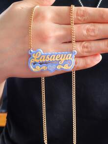 Vòng cổ tên Acrylic hai màu, Vòng cổ tùy chỉnh, Vòng cổ Acrylic, Vòng cổ cá nhân hóa, Quà tặng Giáng sinh - vàng - Xem 13