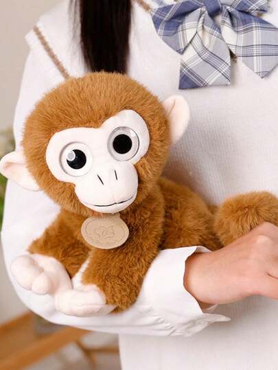 1PC 20cm/7.87in Cute Realistic Little Monkey Doll Zoo Gift Monkey Kingdom Big Eyes Golden Monkey Plush Toy Monkey Home Decor Doll Sofa Cushion Birthday Gift For Kids