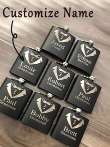 Personalized Custom Name Flask Groom Personalized Flask For Men To Be Wedding Engagement Bachelor Party Bach Weekend Groomsman Best Man Proposal Gift Exquisite, Vintage Custom, Personalized, Unique Ideal Gifts For Her Boyfriend, Girlfriend, Dad, Mom, Family, Friends, Son, Daughter Home, Living Room - Multicolor - View 3