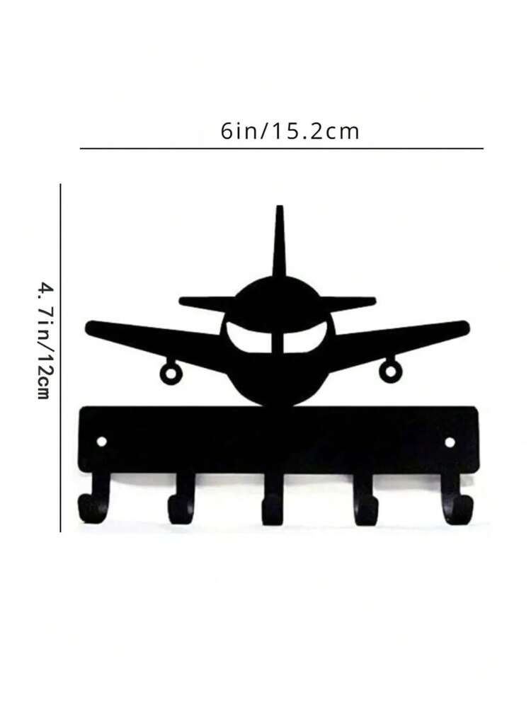 CIFbuy 1pc Vintage Airplane Shaped Iron Wall Mounted Key Holder Rack With Propeller Hook | Rust-Resistant Decor, Suitable For Entryway And Men's Spaces, Aviation Themed Gift, Fits Modern Home Decor, Bedroom, Bathroom, Water & Rust Proof - Multicolor - View 8