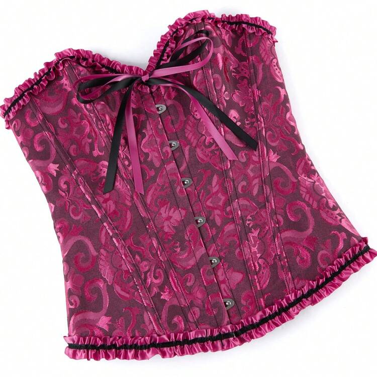 1 pieza Corset/Bustier vintage, Cinturón de cintura retro para mujer para disfraz de Halloween - Rosa negra - Añade 5