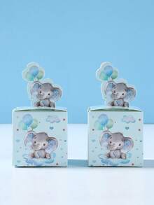 24pcs Blue Elephant Theme Baby Shower Party Favor Boxes/Candy Boxes, Cute Blue Elephant Pattern Gender Reveal Party Gift Boxes, Baby Shower Party Favors Packaging, Gender Reveal Party Table Decor Candy Boxes, 1st Birthday Gift Boxes, Baby Shower Party Gifts, Baby Shower Decorations, Gender Reveal Party Table Centerpieces, Gender Reveal Party Decorations, Birthday Party Photo Props - Blue Elephant - View 8