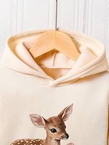 Conjunto de sudadera con cuello redondo y leggings con estampado de dibujos animados para niña preadolescente