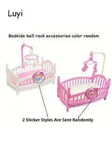 Mini Furniture Bedroom Micro Model Rocking Bed, Fence, Baby Stroller, Swing, Wooden Horse Decor (Bedside Bell Color Random), Dollhouse Accessories, Suitable For Decorating Toy House And Mini Miniature Scenes - Multicolor - View 8