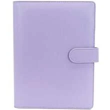 A5 PU Leather Binder Cover With Magnetic Buckle Closure, 6 Ring Personal Notebook For Organizing Planner Refill Pages, Photo Card Sleeves, Multi-Functional Card Collector-826103 - Purple - View 1