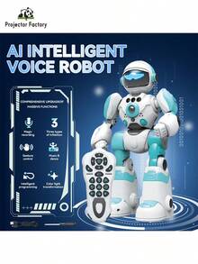 LIPETY Smart Voice Control Robot Toy For Kids,Programmable RC Robot ToyWith Record Voice & Gesture Sensing Control, USB Rechargeable 3-Key Remote,Music, Lights & Recordingfor Toddler For Boys & Girls Ages 3-10Years Old And L Gift ,For Christmas, Birthdays Or Other Holidays - 藍色 - 查看 3