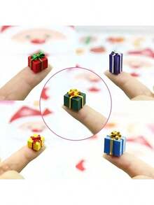 20 pezzi Decorazioni natalizie in miniatura per artigianato, Statuine natalizie in miniatura, Decorazioni natalizie per artigianato, Decorazioni per albero di Natale in miniatura, Accessori da giardino fai-da-te, Ornamenti natalizi in resina decorativa a forma di albero di Natale in scatola, Kit ciondolo fai-da-te